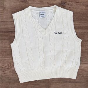 iets frans Cable Knit V-Neck Sweater Vest in Cream